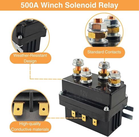 12V 500A Winch Solenoid Contactor Relay Kit with Control Box 4 Pre-Wired Cables and Corded Hand Controller for 8000lbs - 20000lbs Electric ATV UTV Winches in Saudi Arabia