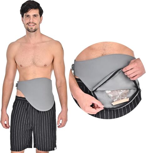 New Ostomy Belt with Stoma Guard and 50 Pairs of Stickers | Ultimate Protection for Your Ostomy Bag | Ostomy Bag Covers for Men and Women | Black(L) in Kuwait