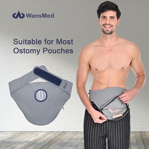 New Ostomy Belt with Stoma Guard and 50 Pairs of Stickers | Ultimate Protection for Your Ostomy Bag | Ostomy Bag Covers for Men and Women | Black(L) in Kuwait