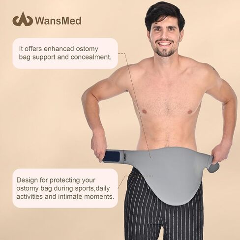 New Ostomy Belt with Stoma Guard and 50 Pairs of Stickers | Ultimate Protection for Your Ostomy Bag | Ostomy Bag Covers for Men and Women | Black(L) in Kuwait