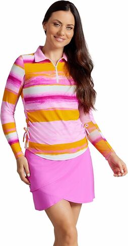 IBKUL Athleisure Wear Sun Protective UPF 50+ Icefil Cooling-Amy Print Adjustable Length Long Sleeve Polo-48088 in Kuwait
