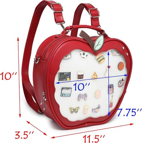 CHERRY SAUCE Cute Red Apple Ita Bag Kawaii Pin Display Purse Backpack Crossbody Shoulder Bag in Saudi Arabia