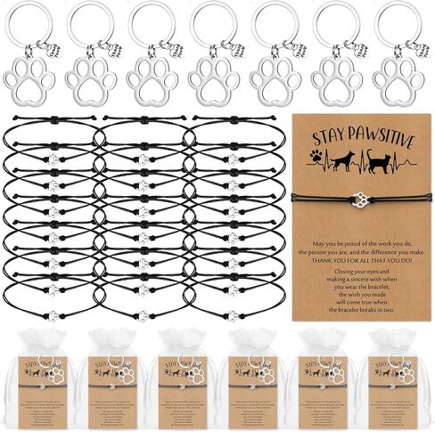 Tondiamo National Veterinary Technician Week Gifts Vet Tech Gift Bracelet Paw Keychain Card for Veterinarian Assistant in Saudi Arabia