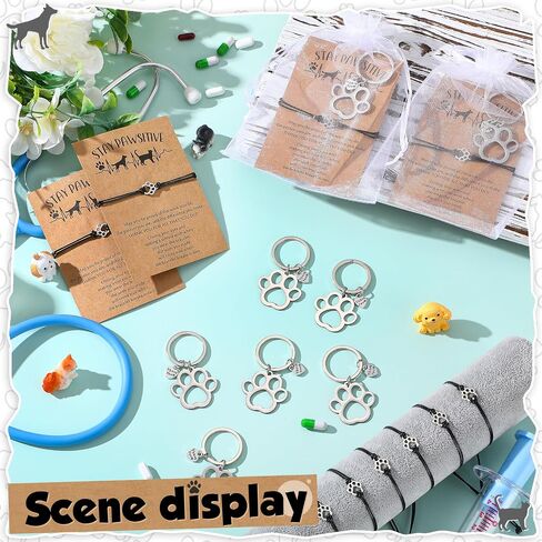 Tondiamo National Veterinary Technician Week Gifts Vet Tech Gift Bracelet Paw Keychain Card for Veterinarian Assistant in Saudi Arabia