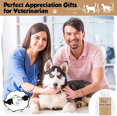 Tondiamo National Veterinary Technician Week Gifts Vet Tech Gift Bracelet Paw Keychain Card for Veterinarian Assistant in Saudi Arabia
