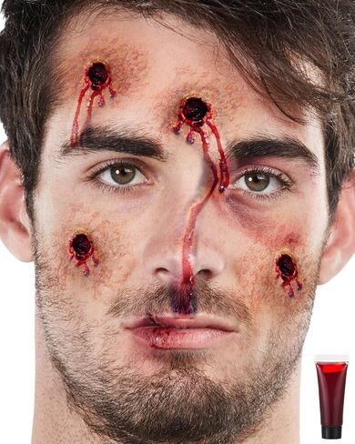 Libima Halloween Scars Prosthetic Halloween Latex Fake Wounds Costume Accessories Latex Prosthetic with Realistic Fake Blood in Saudi Arabia