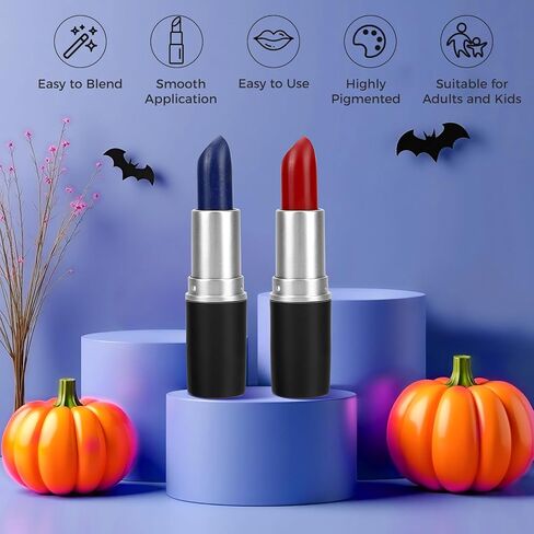 9 Pcs Halloween Costume Quinn Accessories,【Red+Blue Face Body Paint Stick】【 Red+Blue Clip in Hair Extensions】【 Black Liquid Eyeliner Stamp】 Makeup Kit for Harley Costume Cosplay Women Girls Kids in Saudi Arabia