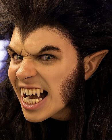 Libima Halloween Werewolf Ear Latex Prosthetic Set Werewolf Costume Accessories Special Effects Makeup Character Kits with Teeth Crepe Hair Face Paint and Spirit Gum for Halloween Cosplay Party in Saudi Arabia