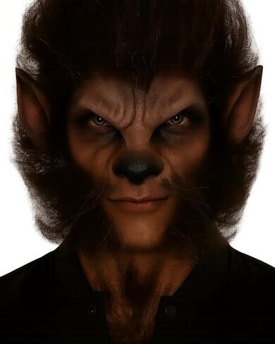 Libima Halloween Werewolf Ear Latex Prosthetic Set Werewolf Costume Accessories Special Effects Makeup Character Kits with Teeth Crepe Hair Face Paint and Spirit Gum for Halloween Cosplay Party in Saudi Arabia