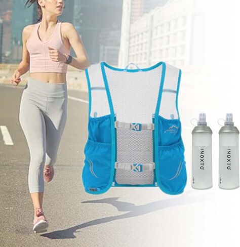 pistro Hydration Running Vest with 2 Bladders Lightweight Breathable Mesh Backpack for Trail Running Cycling Outdoor Sports- Blue Medium in Kuwait