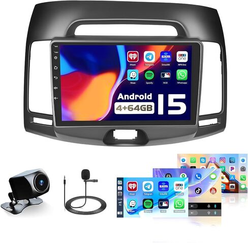 Roinvou 2+32G Android Car Stereo for Hyundai Elantra 2007-2010, 9" Touchscreen in-Dash GPS Navigation with Wireless CarPlay Android Auto Mirror Link WiFi Bluetooth FM RDS Radio Backup Camera in Saudi Arabia
