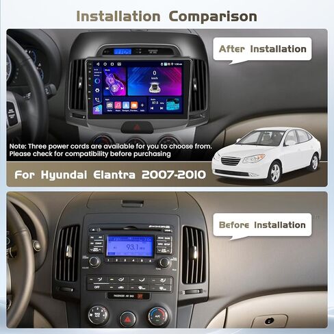 Roinvou 2+32G Android Car Stereo for Hyundai Elantra 2007-2010, 9" Touchscreen in-Dash GPS Navigation with Wireless CarPlay Android Auto Mirror Link WiFi Bluetooth FM RDS Radio Backup Camera in Saudi Arabia