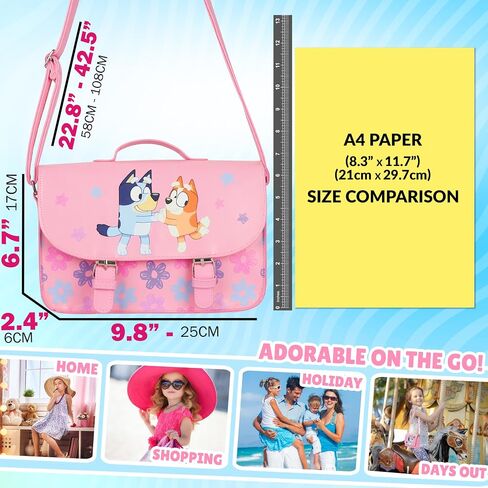 Bluey Girls Purse Crossbody Bag or Satchel, Shoulder Bag with Adjustable Strap Travel Essentials Gifts for Girls in Saudi Arabia