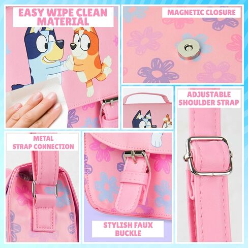 Bluey Girls Purse Crossbody Bag or Satchel, Shoulder Bag with Adjustable Strap Travel Essentials Gifts for Girls in Saudi Arabia