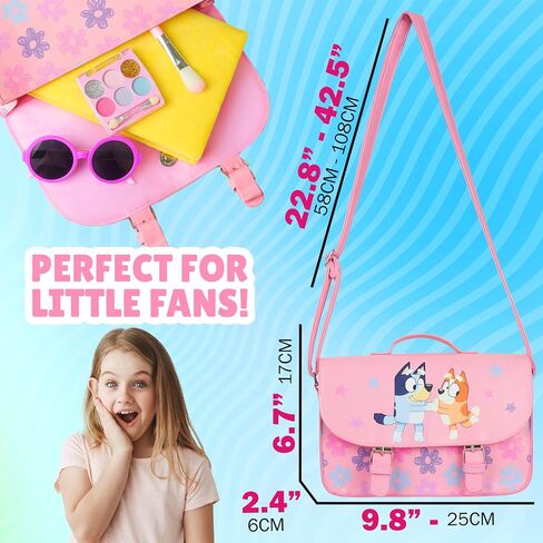 Bluey Girls Purse Crossbody Bag or Satchel, Shoulder Bag with Adjustable Strap Travel Essentials Gifts for Girls in Saudi Arabia