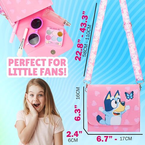 Bluey Girls Purse Crossbody Bag or Satchel, Shoulder Bag with Adjustable Strap Travel Essentials Gifts for Girls in Saudi Arabia