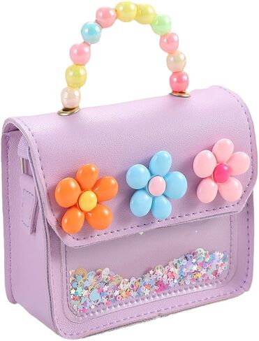 Girls Toddler Purse Flower Kids Purse Little Girl Crossbody Bag Birthday Gifts for 3-8 Year Old (Purple) in Saudi Arabia