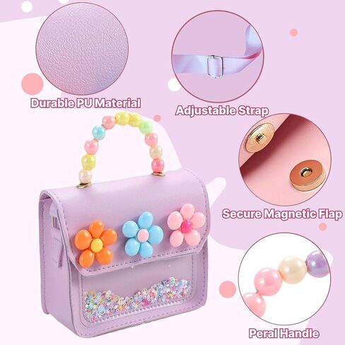 Girls Toddler Purse Flower Kids Purse Little Girl Crossbody Bag Birthday Gifts for 3-8 Year Old (Purple) in Saudi Arabia