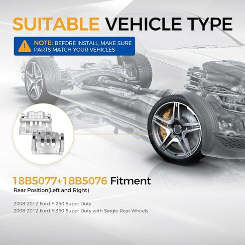 PAROD Rear Disc Brake Caliper Fit for 2008-2012 Ford F-250 Super Duty, F-350 Super Duty Left&Right, Replace for 18B5077 18B5076 in Kuwait