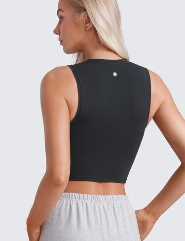 CRZ YOGA Butterluxe Soft Double Lined Casual Tops for Women High Neck Yoga Sleeveless Shirts Basic Going Out Workout Tanks in Saudi Arabia
