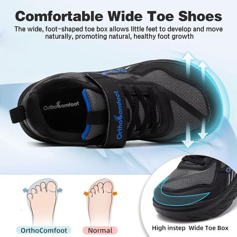 Boys Girls Kids Orthopedic Tennis Shoes: Wide Toe Box Comfortable Casual Plantar Fasciitis Arch Support School Athletic Running Sneakers, Lightweight Orthotic Sports Walking Shoes for Foot and Pain in Saudi Arabia