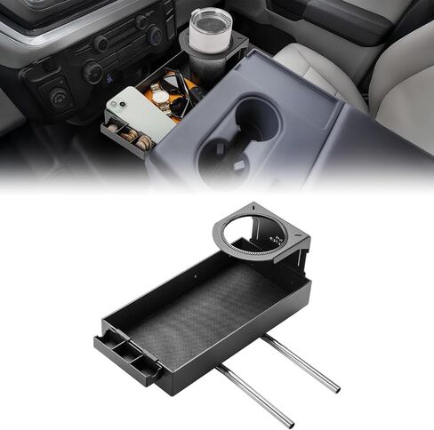 JOYTUTUS Aluminum Car Front Center Seat Headrest Organizer Compatible With 2011-2025 F150 F250 F350 F450 F550 F650 Jump Seat Console, Truck Center Console Cup Holder Coin Organizer Storage Accessories in Saudi Arabia