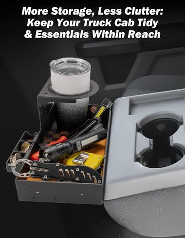 JOYTUTUS Aluminum Car Front Center Seat Headrest Organizer Compatible With 2011-2025 F150 F250 F350 F450 F550 F650 Jump Seat Console, Truck Center Console Cup Holder Coin Organizer Storage Accessories in Saudi Arabia
