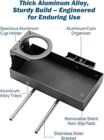 JOYTUTUS Aluminum Car Front Center Seat Headrest Organizer Compatible With 2011-2025 F150 F250 F350 F450 F550 F650 Jump Seat Console, Truck Center Console Cup Holder Coin Organizer Storage Accessories in Saudi Arabia