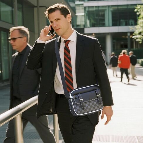 Crossbody Bag for Mens, Pu leather Cross Body Purse, Multi Pocket Shoulder Bag Messenger Bag for Travel Work Daily in Saudi Arabia