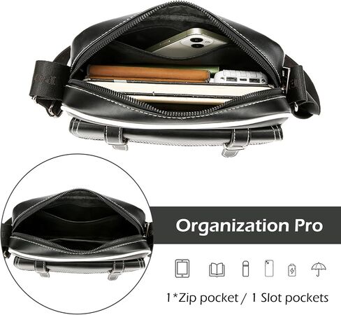 Crossbody Bag for Mens, Pu leather Cross Body Purse, Multi Pocket Shoulder Bag Messenger Bag for Travel Work Daily in Saudi Arabia