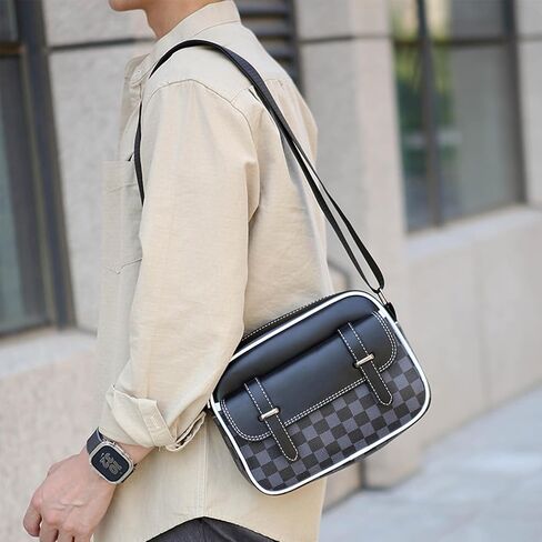 Crossbody Bag for Mens, Pu leather Cross Body Purse, Multi Pocket Shoulder Bag Messenger Bag for Travel Work Daily in Saudi Arabia