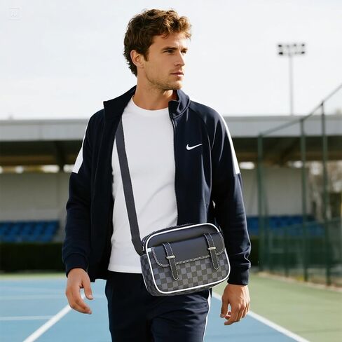 Crossbody Bag for Mens, Pu leather Cross Body Purse, Multi Pocket Shoulder Bag Messenger Bag for Travel Work Daily in Saudi Arabia