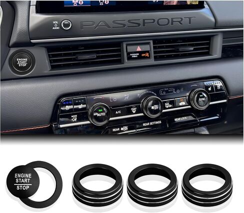 for Honda Passport 2026 Accessories, 5pcs Aluminum Alloy Knob Cover Trim Kit - Push Start & Air Conditioning (Orange) in Kuwait
