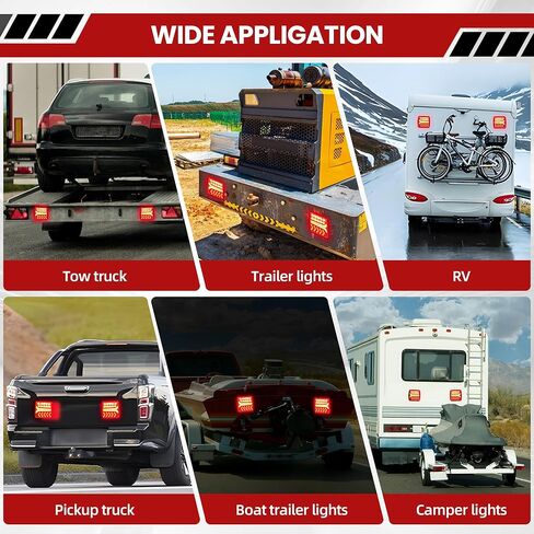 LED WirelessTrailer Lights Kit قابلة لإعادة الشحن ، مصابيح السحب المغناطيسية مع إشارة بدوره الفرامل ، IP65 مقاوم للماء مصابيح خلفية لارتفاع مقطورة الشاحنة CAMPER RV DOT متوافقة in Kuwait