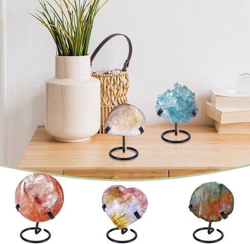 AHANDMAKER 2Pcs Crystal Ball Holder, Black Iron Arms Display Stand Sphere Display Holder for Small Gemstones Geodes Mineral Agate Home Office Decor, 8.05x2.44x3.46 inch in Saudi Arabia