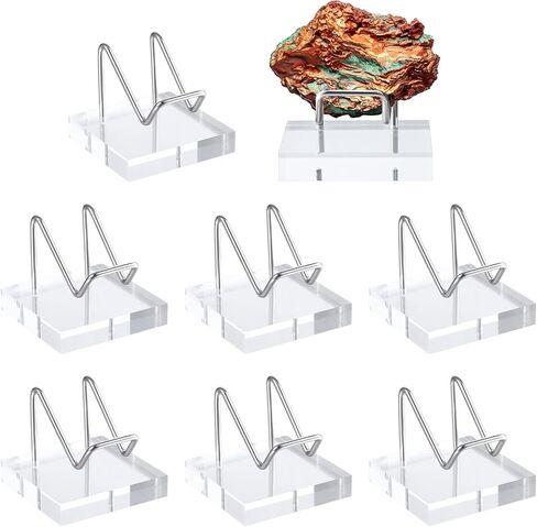 8 PCS Rock Display Stand ، Crystal يقف للعرض مع القاعدة المعدنية وقاعدة الأكريليك ، Rock Stand للمعادن ، الجيوود ، رقائق العقيق ، القطع الفنية (الفضة) in Saudi Arabia