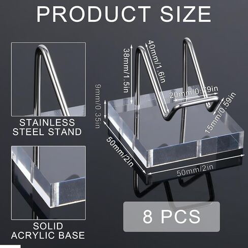 8 PCS Rock Display Stand ، Crystal يقف للعرض مع القاعدة المعدنية وقاعدة الأكريليك ، Rock Stand للمعادن ، الجيوود ، رقائق العقيق ، القطع الفنية (الفضة) in Saudi Arabia