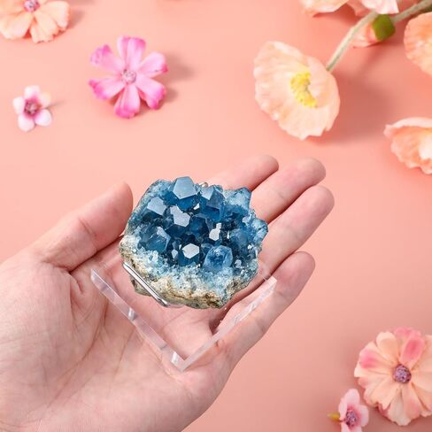 8 PCS Rock Display Stand ، Crystal يقف للعرض مع القاعدة المعدنية وقاعدة الأكريليك ، Rock Stand للمعادن ، الجيوود ، رقائق العقيق ، القطع الفنية (الفضة) in Saudi Arabia