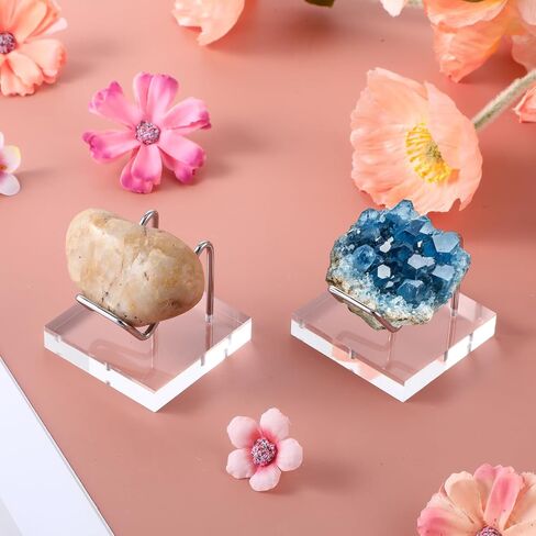 8 PCS Rock Display Stand ، Crystal يقف للعرض مع القاعدة المعدنية وقاعدة الأكريليك ، Rock Stand للمعادن ، الجيوود ، رقائق العقيق ، القطع الفنية (الفضة) in Saudi Arabia