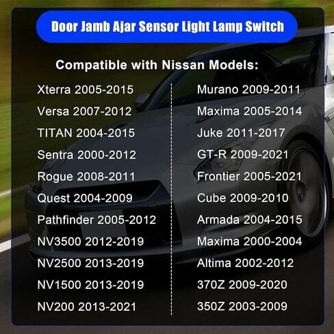 FZJDSD DOOR JAMB AJAR SESSOR SNOPTING مفتاح متوافق مع NISSAN FRONDIER GT-R NV200 NV1500 NV2500 NV3500 370Z ARMADA TITAN JUKE 2000-2019. in Saudi Arabia
