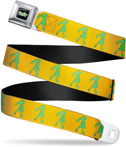 Nickelodeon Belt, Seatbelt Buckle Belt, SpongeBob Squidward Bold and Brash Painting Orange Green, Adjustable in Saudi Arabia