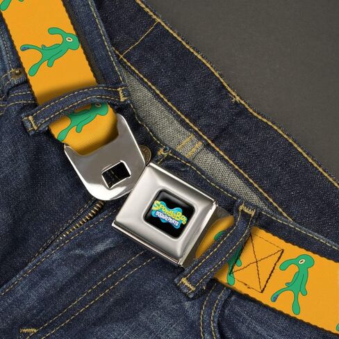 Nickelodeon Belt, Seatbelt Buckle Belt, SpongeBob Squidward Bold and Brash Painting Orange Green, Adjustable in Saudi Arabia