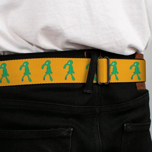 Nickelodeon Belt, Seatbelt Buckle Belt, SpongeBob Squidward Bold and Brash Painting Orange Green, Adjustable in Saudi Arabia