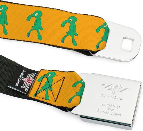 Nickelodeon Belt, Seatbelt Buckle Belt, SpongeBob Squidward Bold and Brash Painting Orange Green, Adjustable in Saudi Arabia
