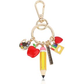 سلسلة مفاتيح المعلم ، سبيكة زنك ملونة لطيف Apple Pencil Pencil Pencil Apple Key Chain Bag Bag bag charm keyring stuff stuff for regiration key ring gifts womens in Kuwait