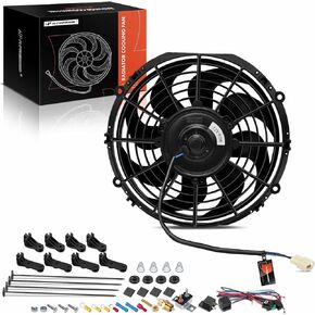 A-Premium 10 '' 10 بوصة مروحة الرادياتير الكهربائية 900 متر مكعب/ساعة ، 12 فولت 80W مع طقم ترحيل مفتاح الأسلاك الترموستات in Kuwait