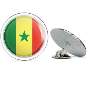 Senegal Flag Glossy Label Round Metal 0.75" Lapel Pin Hat Shirt Pin Tie Tack Pinback in Saudi Arabia