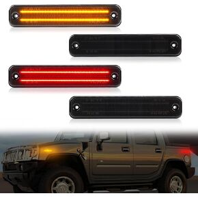 مصابيح العلامة الجانبية المقدمة الأمامية والخلفية لهاممر H2 2003-2009 العدسة المدخنة 2ROWs عوارض LED مصابيح العوامل العاكسة الجانبية ، واتجه إلى إشارة Sidemarker 4 PCs in Kuwait
