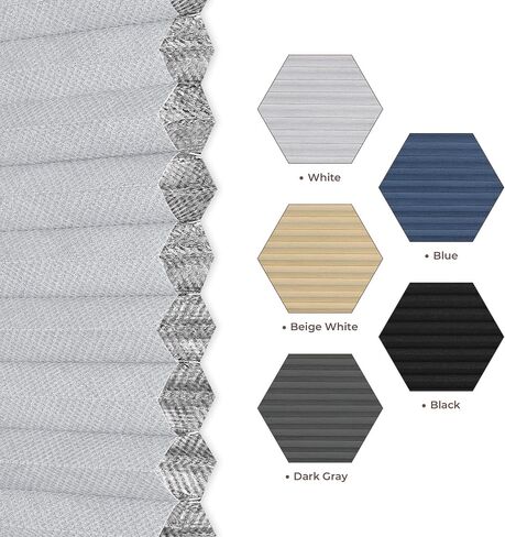 Allesin zen No Drill Cellular Shades, Blackout Honeycomb Shades Cordless for Window Blinds, Easy Install UV Protection Shades for Home, Office, Bedroom, Custom Size-White Frame（with Shading Edge） in Kuwait