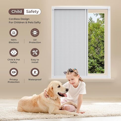 Allesin zen No Drill Cellular Shades, Blackout Honeycomb Shades Cordless for Window Blinds, Easy Install UV Protection Shades for Home, Office, Bedroom, Custom Size-White Frame（with Shading Edge） in Kuwait